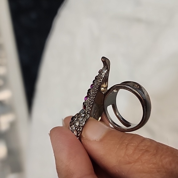 Multi colored Owl Rhinestone Ring - Picture 4 of 4